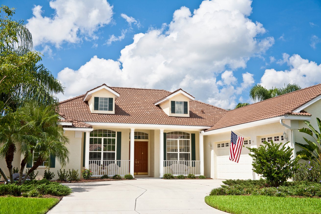 New Home with American Flag